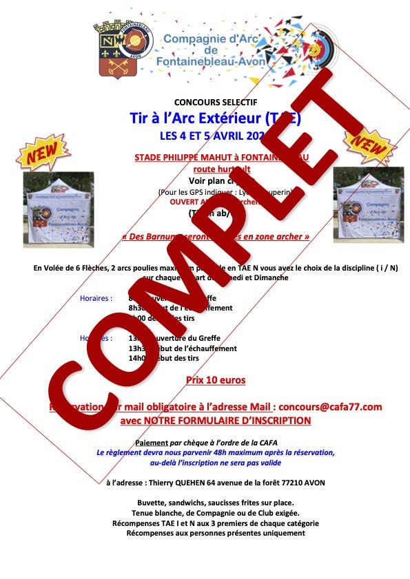 Mandat Fontainebleau TAE 4 et 5 Avril 2026